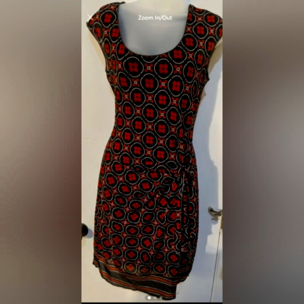 Mod Retro Max Studio red & black geometric print dress S